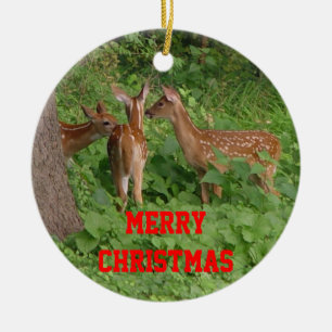 Three Baby Deer Christmas Ornament CUSTOMIZE Date