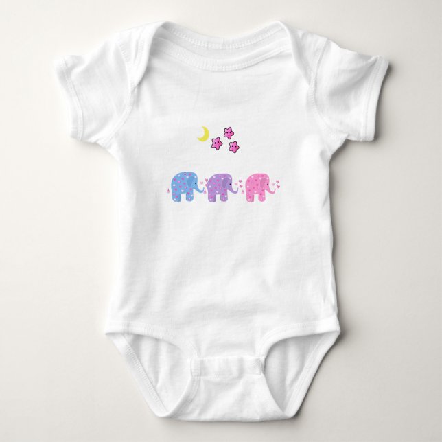 Three Baby Elephants Baby Bodysuit (Front)