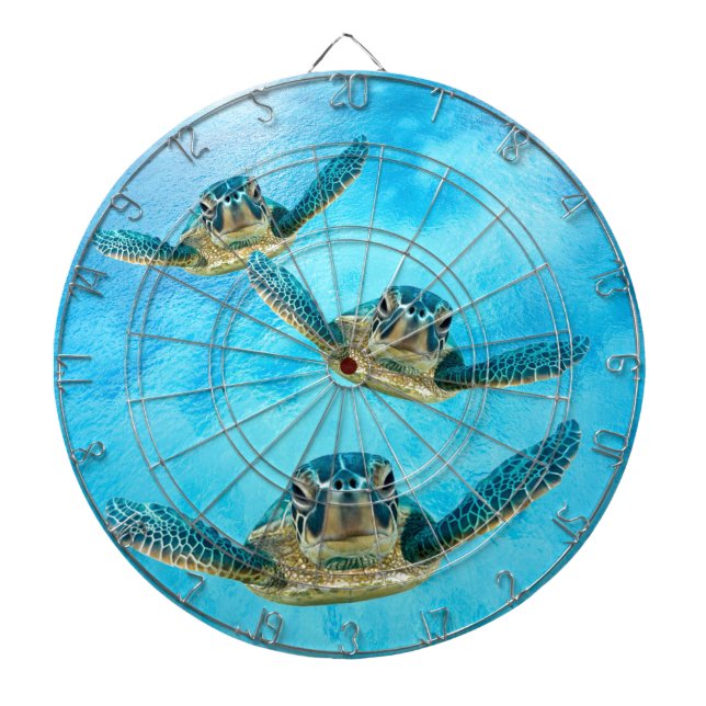 Three Baby Sea Turtles Swimming Dartboard (Front)