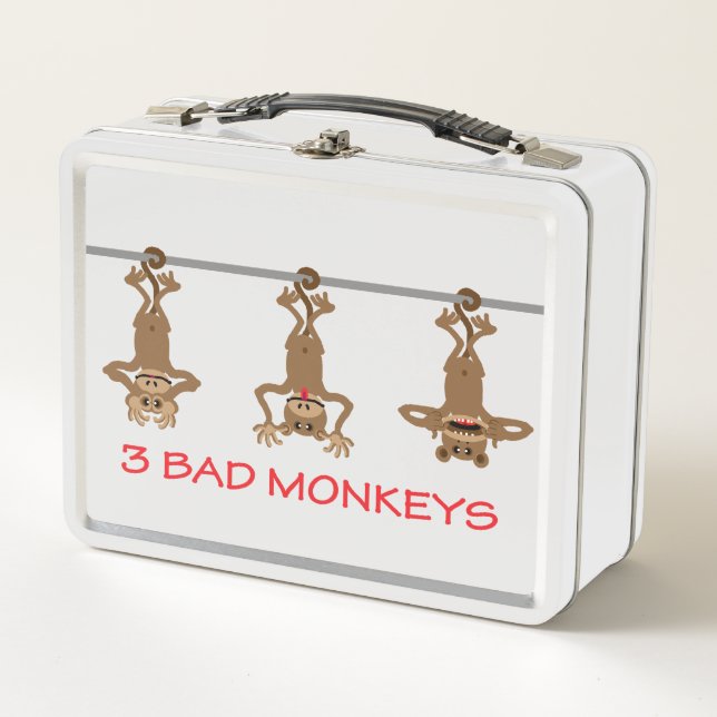 Three bad monkeys metal lunch box (Front)