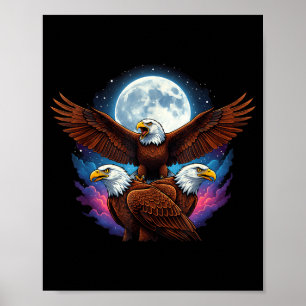 Three bald eagle moon meme funny bird lover poster