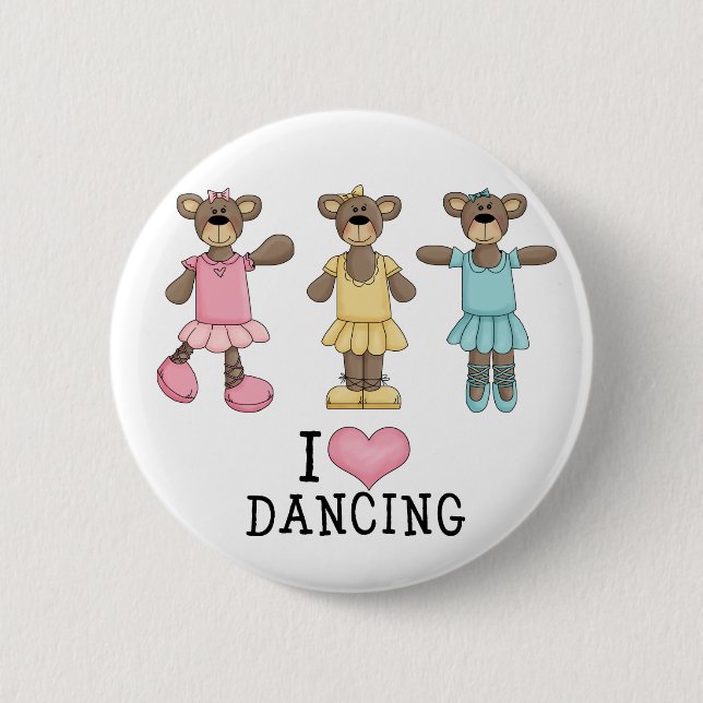 Three Ballet Bears 6 Cm Round Badge (Front)