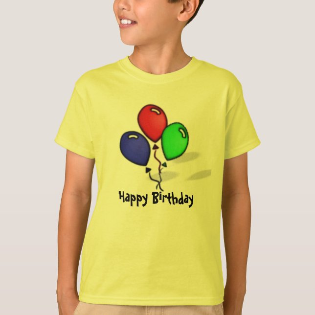 Three Balloons Happy Birthday T-Shirt (Front)