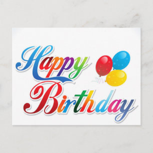 three balloons red yellow blue postcard