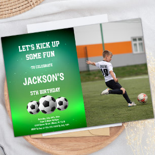 Three Balls Soccer Birthday Invitations with photo
