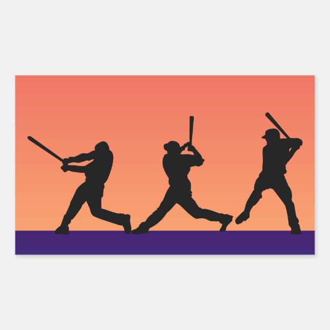 Three Baseball Batters Rectangular Sticker (Front)