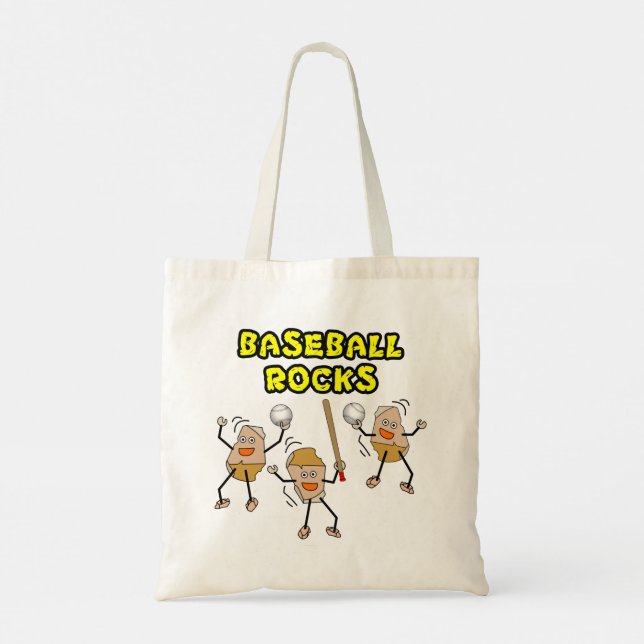 Three Baseball Rocks Tote Bag (Back)