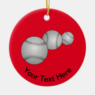 Three Baseballs Ceramic Ornament