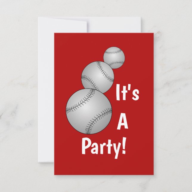 Three Baseballs  Invitation (Front)