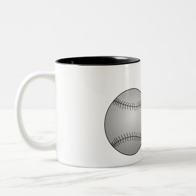 Three Baseballs Two-Tone Coffee Mug (Left)