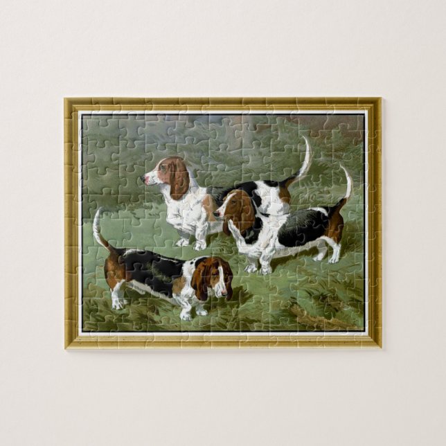 Three Basset Hound Dogs Jigsaw Puzzle (Horizontal)