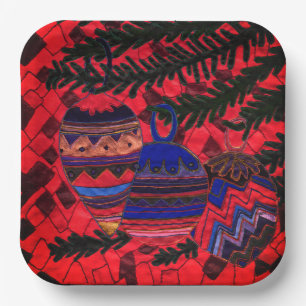 Three baubles paper plate