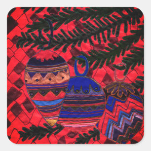 Three baubles square sticker