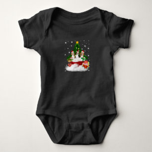 Three Beagles Santa Claus With Christmas Tree Baby Bodysuit