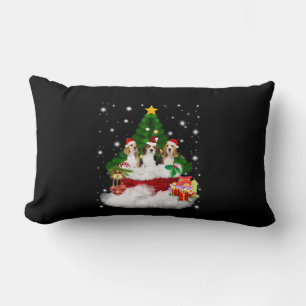 Three Beagles Santa Claus With Christmas Tree Lumbar Cushion