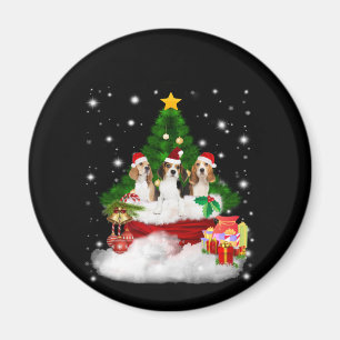 Three Beagles Santa Claus With Christmas Tree Magnet