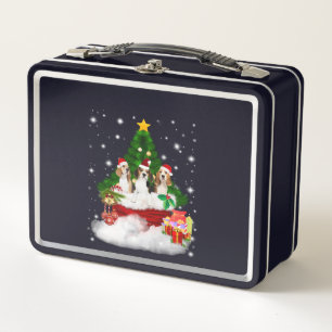 Three Beagles Santa Claus With Christmas Tree Metal Lunch Box