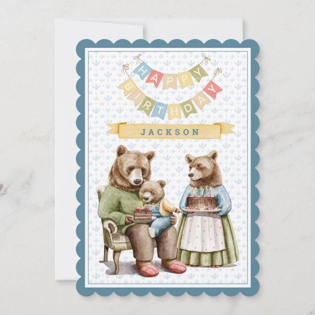 Three Bears First Birthday Party Invitation (Back)