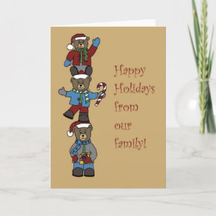Three bears stacked holiday card