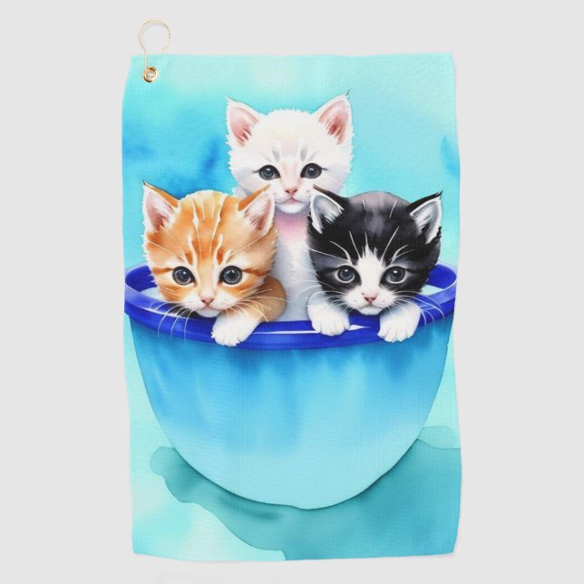Three Beautiful Kittens Golf Towel (Front)