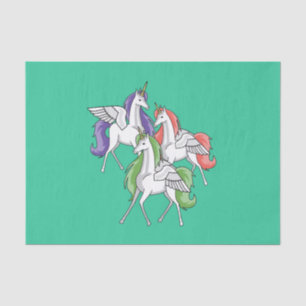 Three beautiful unicorns. tissue paper