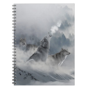 Three Beautiful Wolves in the Winter Snow  Notebook