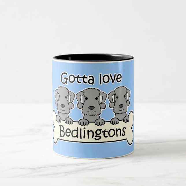 Three Bedlington Terriers Two-Tone Coffee Mug (Center)