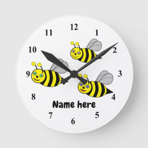 Three Bees on a white Acrylic wall clock