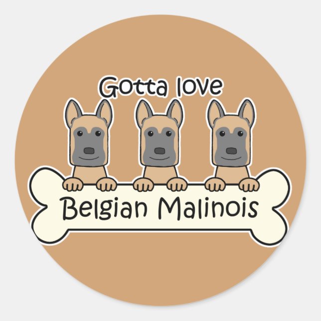 Three Belgian Malinois Classic Round Sticker (Front)