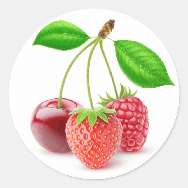 Three berries classic round sticker (Front)
