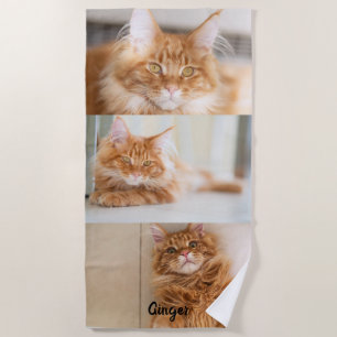 Three Big Photo Collage Beach Towel