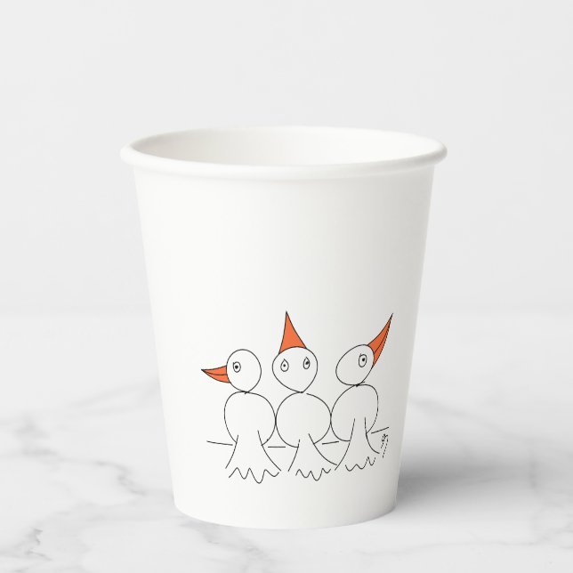Three birds on the wire paper cups (Front)