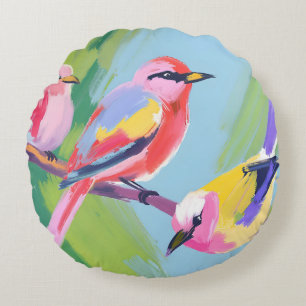 Three Birds Round Cushion