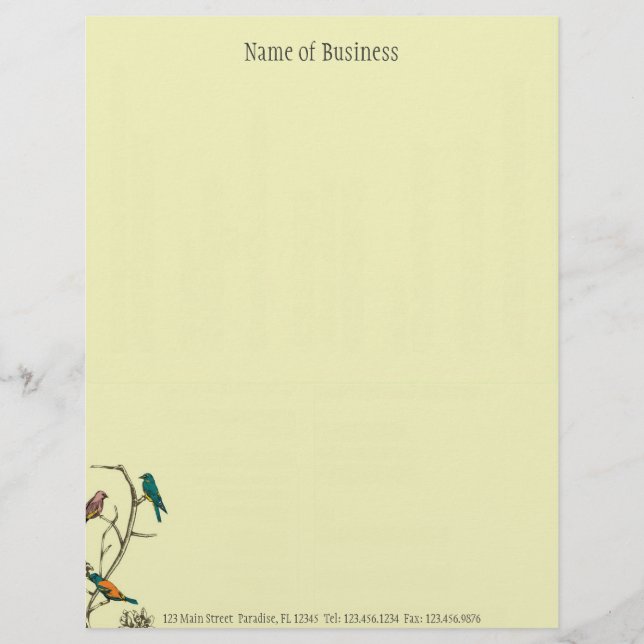 Three Birds Talking ~ Letterhead Business Work (Front)