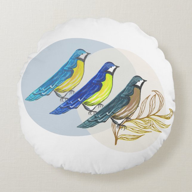 Three Birds Throw Pillow (Front)