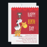 Three Birthday Friends Invitation<br><div class="desc">A juvenile birthday party invitation featuring a monkey, zebra and a giraffe. Perfect for either gender. The card is easy to customise with your wording, font, font colour, paper shape options and choice of six paper types. White envelopes included. Nervous about designing and ordering your card online? No need to...</div>