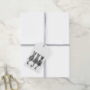 Three Black and White Cats pack of 10 gift tags