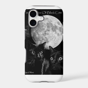 Three black cats and the moon
