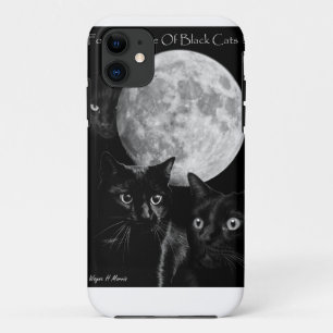 Three black cats and the moon iPhone 11 case