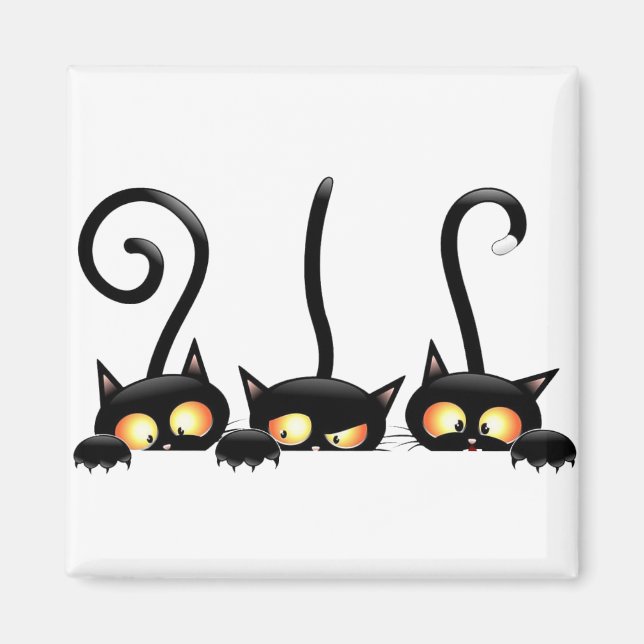 Three black cats magnet (Front)
