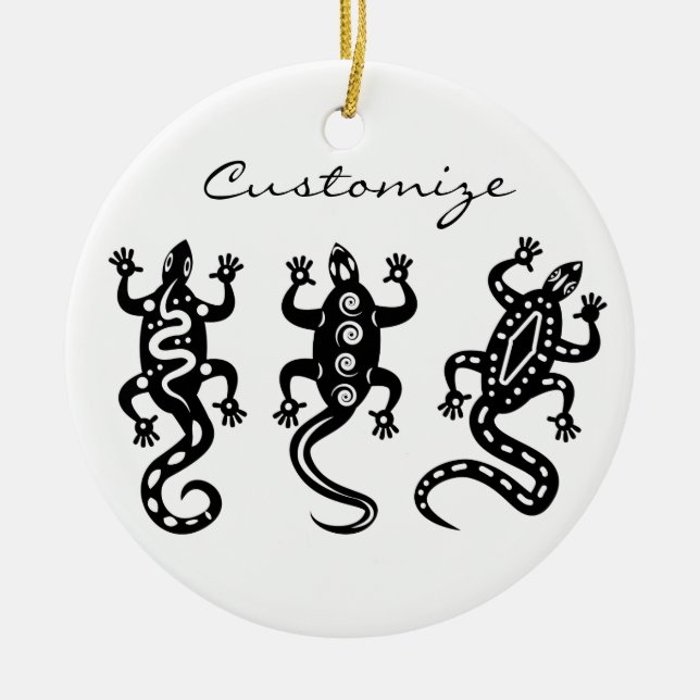 Three Black Lizards Thunder_Cove Southwest Style Ceramic Ornament (Front)