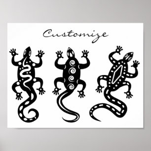 Three Black Lizards Thunder_Cove Southwest Style Poster