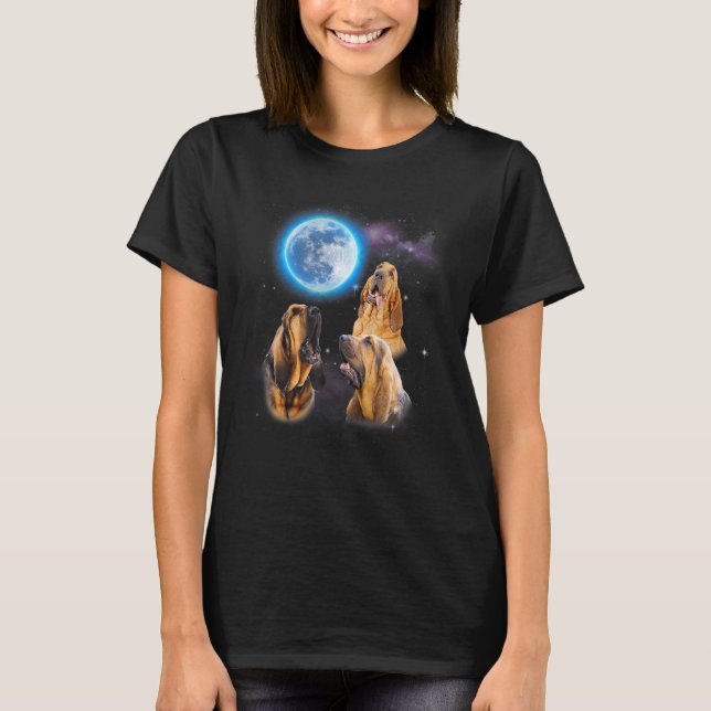 Three Bloodhound Howling At Moon   Dog  Costume T-Shirt (Front)