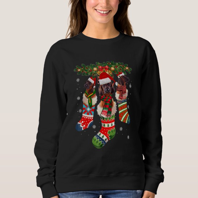 Three Bloodhound In Sock Christmas Santa X Mas Dog Sweatshirt (Front)