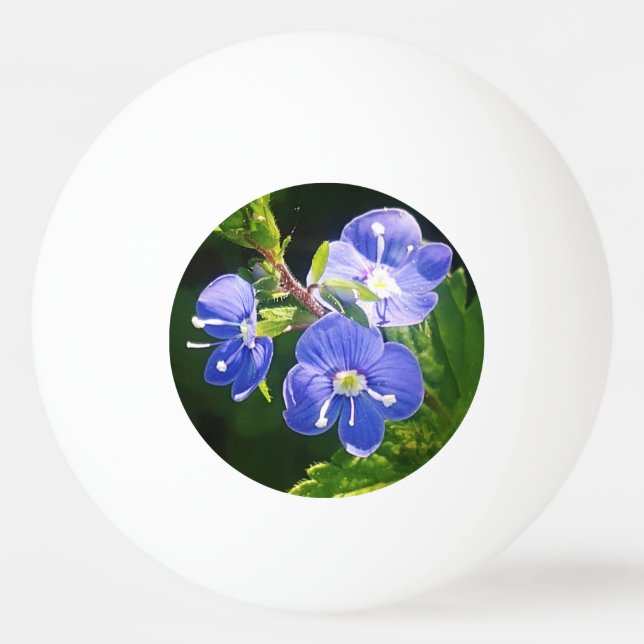 Three Blue Flowers  Ping Pong Ball (Front)