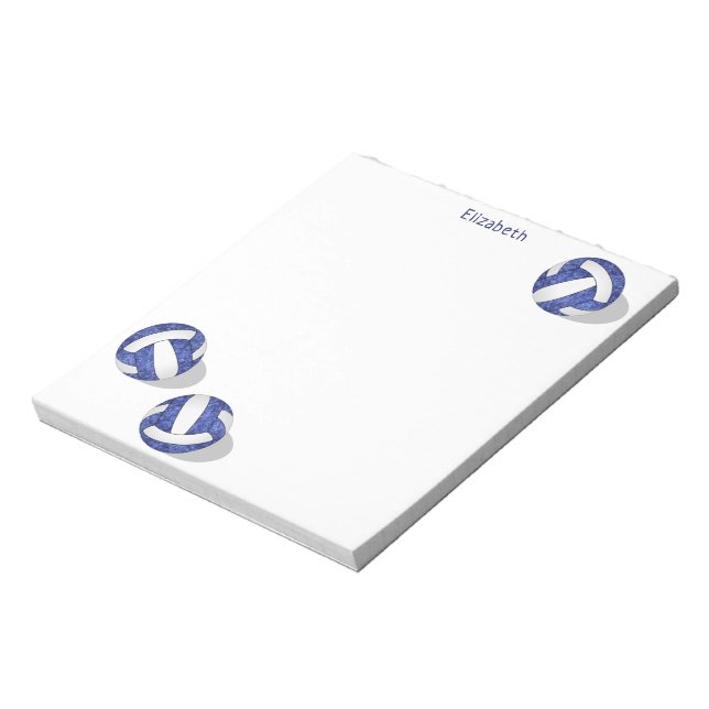 three blue white volleyballs personalised notepad (Rotated)