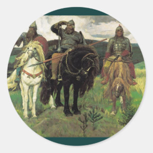 Three Bogatyrs (1898) by Viktor Vasnetsov Print Classic Round Sticker