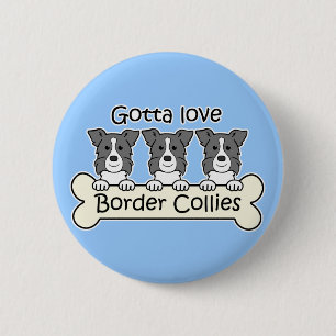 Three Border Collies 6 Cm Round Badge