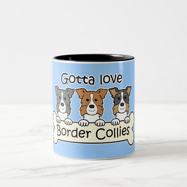 Three Border Collies Two-Tone Coffee Mug (Center)
