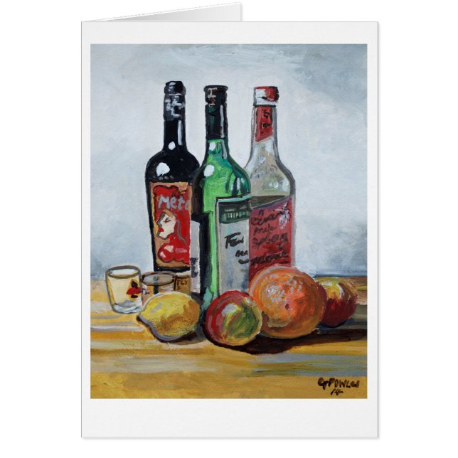 Three Bottles and Fruit (Front)